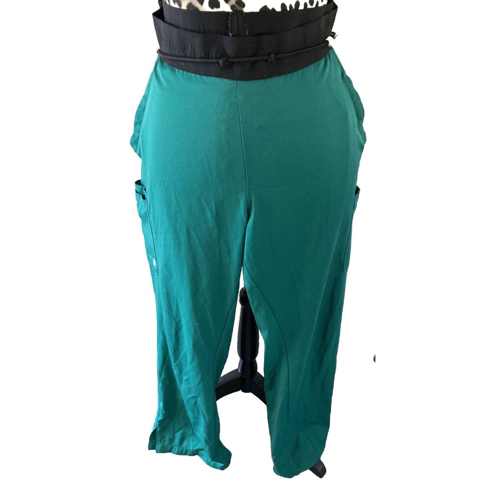 Healing Hands Scrub Pants Women L Green Cargo  Pockets Medical Career